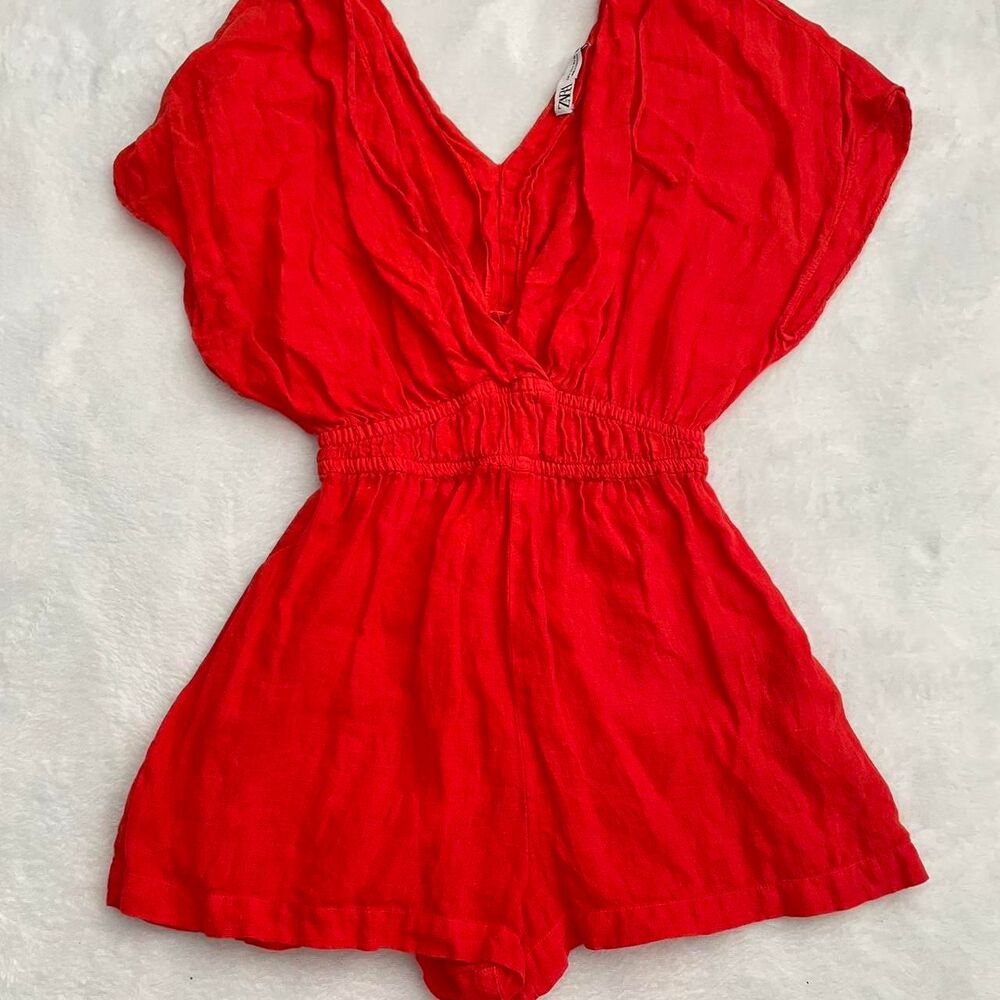 Zara Romper Women's S Feminine Casual Going Out One Piece Party V Neck Summer